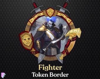 Fighter D&D-tokenkant | Digital tokenram för Pathfinder/Foundry VTT/Roll20 | DnD-karaktärstokenram | TTRPG Dungeons and Dragons