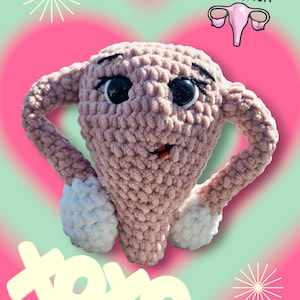 Cute Uterus, Goodbye Uterus, Girl power, crochet uterus, girl plush, hysterectomy plush, missing uterus plush, gift for hysterectomy
