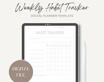 Einfacher wöchentlicher Habit Tracker, Printable, Goodnotes, Vorlage, Routine Tracker, 7 Tage Habit Challenge, A4/A5/Letter/Hälfte, Sofortiger Download