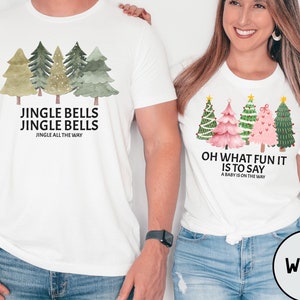 Couples Christmas Pregnancy Announcement Shirts Mommy Daddy Shirts Pregnancy Reveal Shirts Holiday Pregnancy Announcement Winter Pregnancy