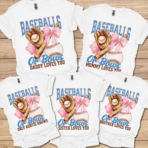 Custom Group Baseball or Bow Gender Reveal Shirts Family Baseball Gender Reveal Balls or Bows Keeper of the Gender Auntie Gender Keeper Idea