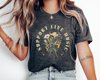 Support Live Music Shirt Concert Outfit Music Teacher Shirt Guitar Player Gift DJ Tshirt House Music T Shirt Music Therapy Shirt Musician