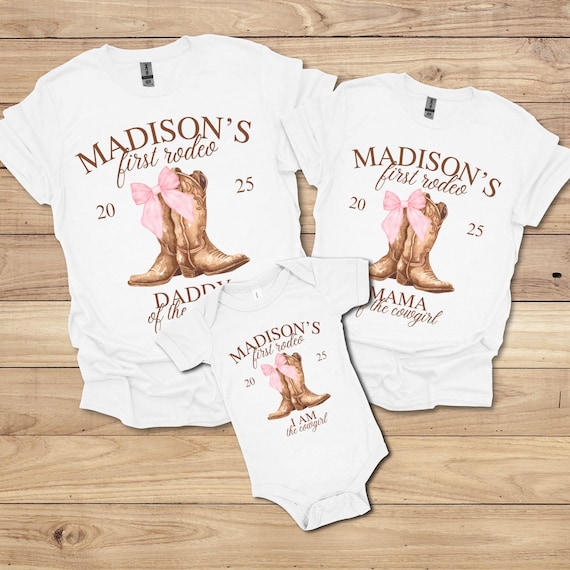 Custom My First Rodeo Birthday Shirt Matching Family Birthday Shirts 1st Rodeo Birthday Mama Daddy TShirt Western Theme Cowboy Cowgirl S0002