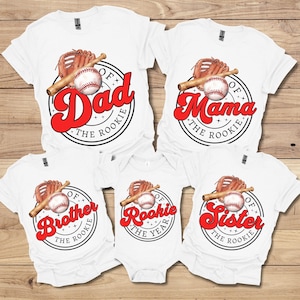 Custom Baseball Family Shirts, Matching Family Baseball Birthday Shirt, Rookie of the Year, Baseball 1st Birthday TShirt, Baseball Mama Tee