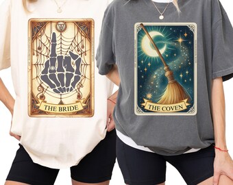 Witchy Bachelorette Shirt, Custom Halloween Bachelorette Party Shirt, Witchy Bride Shirt, Bride and Coven Celestial Bach, Gothic Wedding Tee