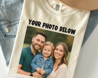 Custom Photo Comfort Colors Shirt, Personalized T-Shirt, Custom Picture Tshirt, Your Photo Shirt, Family Picture Tee, Logo Image Shirts Gift