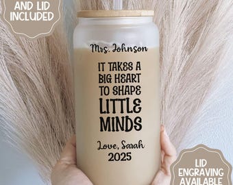 Teacher Glass Coffee Cup, Personalized Teacher Glass Tumbler, Custom Teacher Appreciation Gift, Teacher Coffee Cup, Student Thank You Gift