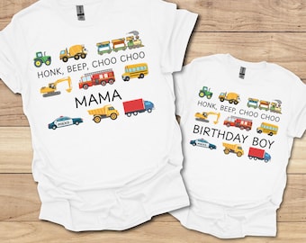 Trucks and Cars Vehicle Birthday Shirt, Family Transportation Birthday Shirt, 1st Transportation Birthday Party TShirt, Birthday Boy T-Shirt