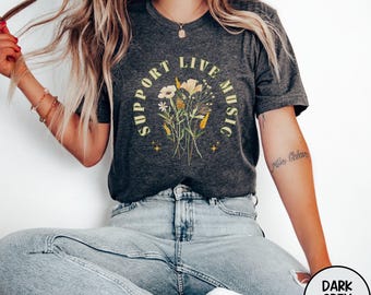 Support Live Music Shirt Concert Outfit Music Teacher Shirt Guitar Player Gift DJ Tshirt House Music T Shirt Music Therapy Shirt Musician
