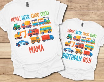 Trucks and Cars Vehicle Birthday Shirt, Family Transportation Birthday Shirt, 1st Transportation Birthday Party TShirt, Birthday Boy T-Shirt