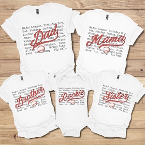 Custom Baseball Family Shirts, Matching Family Baseball Birthday Shirt, Rookie of the Year, Baseball 1st Birthday TShirt, Baseball Mama Tee