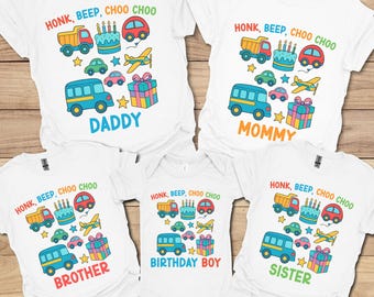 Trucks and Cars Vehicle Birthday Shirt, Family Transportation Birthday Shirt, 1st Transportation Birthday Party TShirt, Birthday Boy T-Shirt