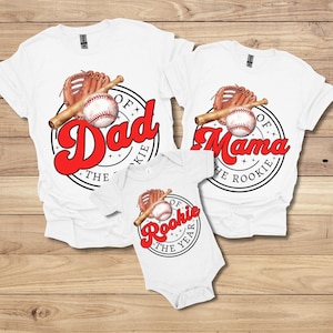Custom Baseball Family Shirts, Matching Family Baseball Birthday Shirt, Rookie of the Year, Baseball 1st Birthday TShirt, Baseball Mama Tee