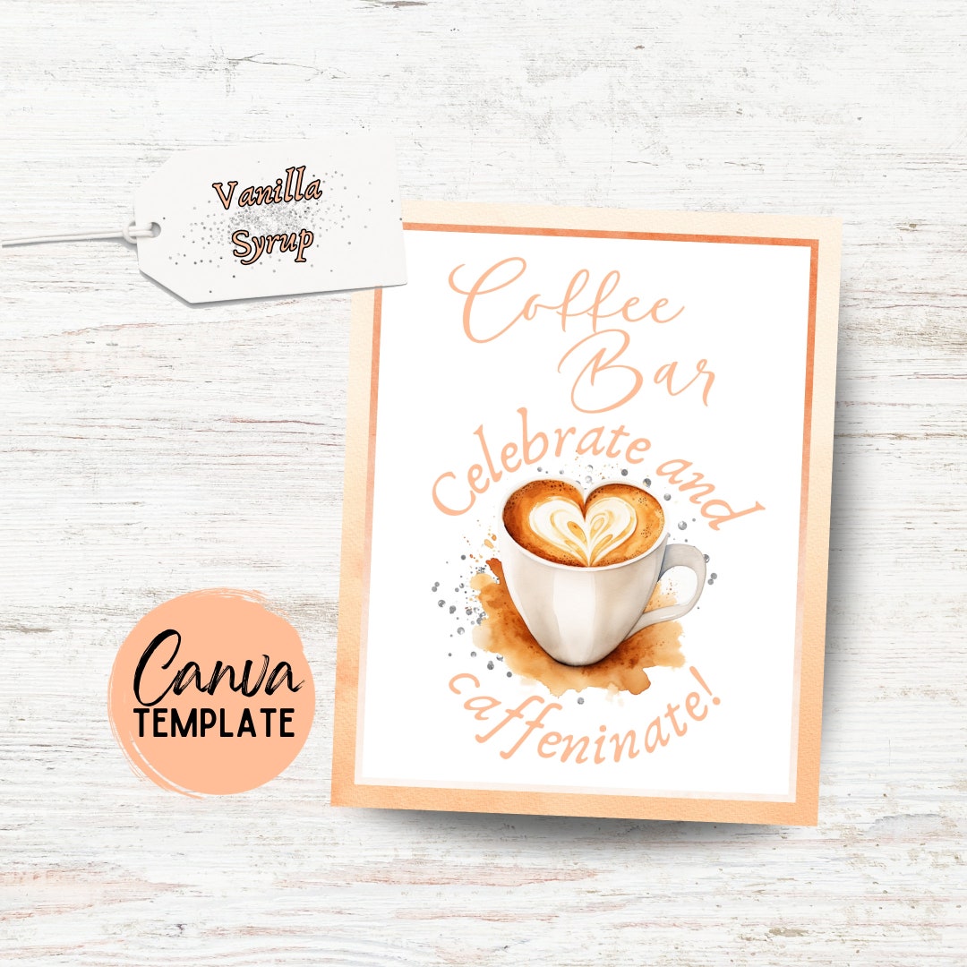 Peach Fuzz Printable Coffee Bar Sign With Tags Editable Coffee Bar Sign Peach Fuzz Printable Coffee Bar Sign With Tags Editable Coffee Bar Sign