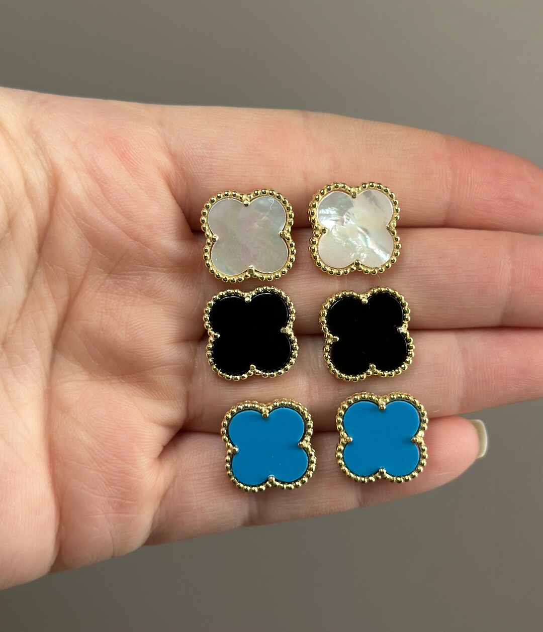 VCA Earrings High Quality 15mm Four Leaf Clover Earrings 18k Etsy