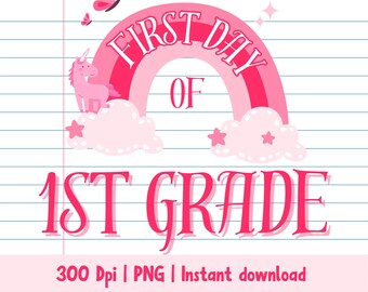 Fijne eerste schooldag | Eenhoorn png | Alleen png | 1e sublimatie | Schoolpng | Terug naar school, png-bestand | Schoolmeisje png |Pre K |Kinder |