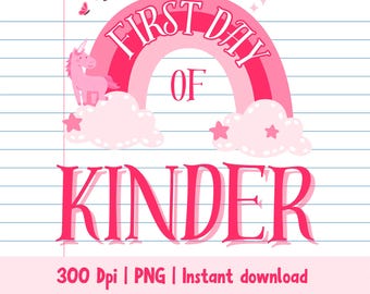 Fijne eerste schooldag | Eenhoorn png | Alleen png | Kindersublimatie | Schoolpng | Terug naar school, png-bestand | Schoolmeisje png |Pre K |Kinder |