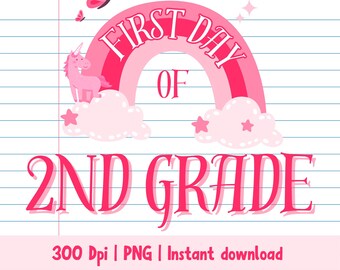 Fijne eerste schooldag | Eenhoorn png | Alleen png | 2e sublimatie | Schoolpng | Terug naar school, png-bestand | Schoolmeisje png |Pre K |Kinder |