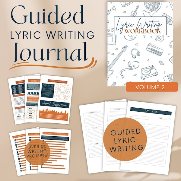 Downloadable Guided Lyric Songwriting Workbook: W/Exercises to Master Songwriting & Creative Writing Journal