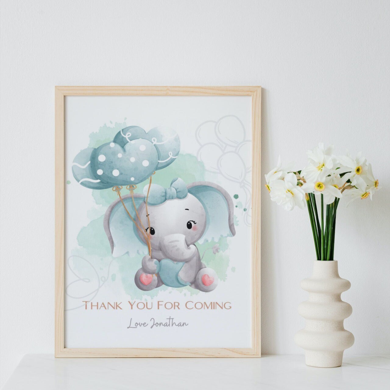 Blue Elephant Sign Editable Elephant Birthday Table Sign Blue Elephant Sign - Etsy