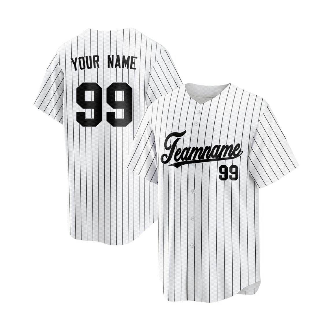 Customized Pinstripe Baseball Jerseywhite Paired With Black Etsy