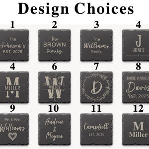Personalized Slate Coasters – Custom Engraved Set of 4 – Unique Wedding or Housewarming Gift