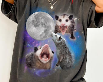 Comfort Colors Opossum Retro Graphic T-shirts, Vintage Possum Moon Tshirt, Funny Opossium Tee, Oversized Tee, Weirdcore Shirts, Possum Lover
