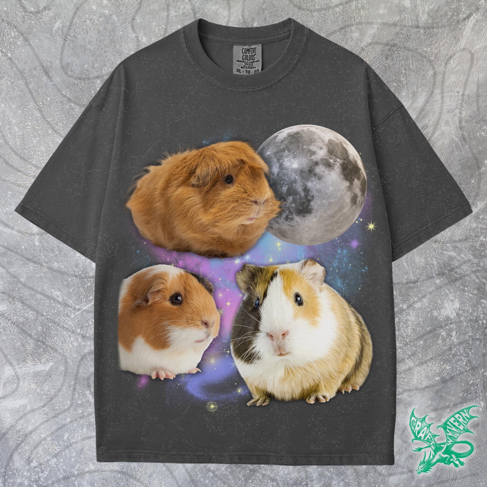 Guinea Pig Retro Graphic Tee, Comfort Colors Vintage 90s Tshirt, Grunge Y2k Galaxy Streetwear, 2000s Guinea Pig Lover, Unisex Gift