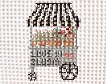 Flower Cart Needlepoint Canvas - Valentine’s Day 2024 Collection