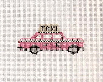 Pink Taxi Needlepoint Canvas - Valentine’s Day 2024 Collection