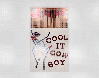 Cool It Cowboy Matchbox Needlepoint Canvas - 2025 Valentine’s Day Collection