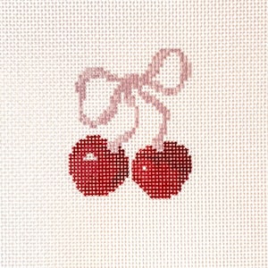 Bow Tied Cherries Needlepoint Canvas - Valentine’s Day 2024 Collection