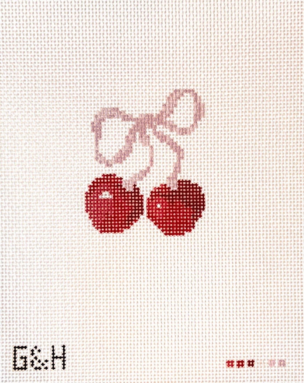 Bow Tied Cherries Needlepoint Canvas - Valentine’s Day 2024 Collection