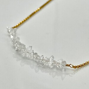 Herkimer Diamond Bar 14K Gold Filled Rolo Chain Necklace