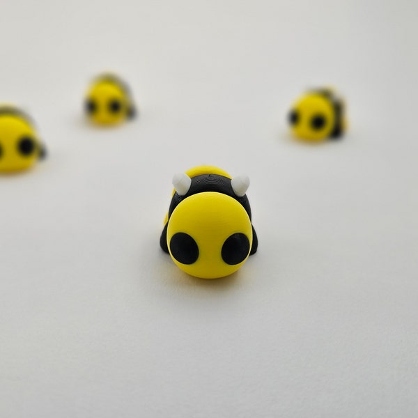Articulated Baby Bee 3D Printed Fidget Toy Black and Yellow Great Gift Keychain Option Designed by ZOU3D