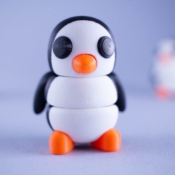 Tiny Articulated Penguin, 3D Printed, Designed by ZOU3D