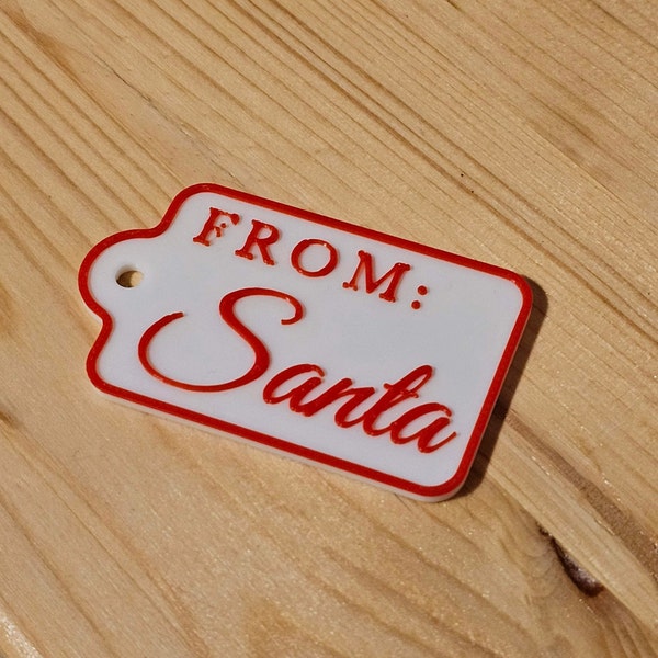 From Santa Gift Tag, Christmas Gift Labels, Stocking Tags and Secret Santa, 3D Printed Gift Tag