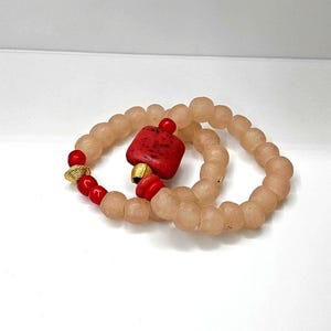 Ghana Krobo Recycled Glass Beaded Bracelet: Chunky African Design