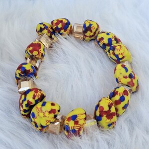 Boho African Beaded Bracelet | Krobo Glass Bead Bracelet | African Ghana Bracelet | Handmade Bracelet Gift For Friend | Birthday Gift