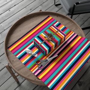 Bold and Bright Striped Wrapping Paper - Personalized Gift Wrap in Satin or Matte Finish