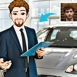 Car Dealer Gift Cartoon - Carefully Crafted Caricature Portrait