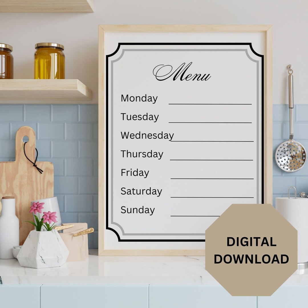 Table Menu Printable Menu Printable - Etsy