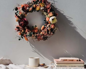 Dried Flower Wreath | Peach and Orange Wreath