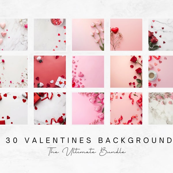 Paquete definitivo de San Valentín, 30 maquetas modernas de fondo plano, maquetas elegantes, plantillas de fotografías de stock de alta calidad, archivos JPEG de San Valentín
