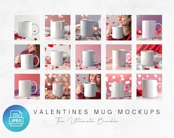 Valentines Ultimate Bundle, 50 Modern Coffee Mug Mockups, Stylish Mockups, High-Quality Stock Photo Templates for Coffee Cups, JPEG files