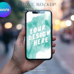iPhone Screen Mockup: Canva PNG Transparent Background (Digital Download)