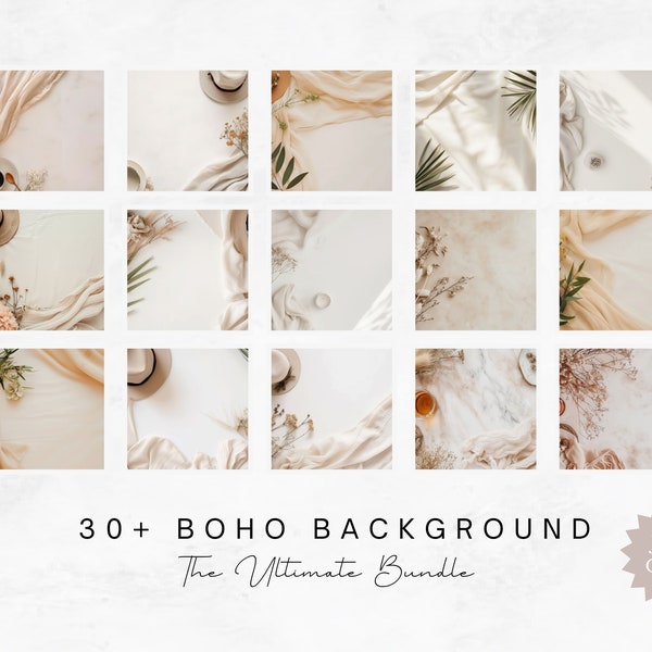 Boho Backgrounds Ultimate Bundle, 30+ Boho Flat Lay Background Mockups, Vintage Mockups, High-Quality Stock Photo Templates Boho JPEG files