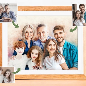 Custom Father&#39;s Day Gift, Add Deceased Loved One To Portrait, Add Person To Photo, Combine Photos, Custom memorial gift for Dad Mom