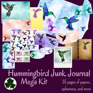 Kolibri Junk Journal Mega Kit, 78 Elemente auf 35 Seiten, inklusive Karten, Tags, wählerische Schnitte, Briefmarken, Folio Kit und mehr, kommerzielle Nutzung