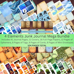 4 Elements Mega Junk Journal Bundle Digital Pages, Papers, and Ephemera, Instant Download and Print, Witchy Junk Journal Kit